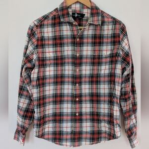 Men's Plaid Shirt - Red, Black, and White
